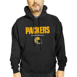 Green Bay Packers Adult NFL Football Helmet Heather Hooded Sweatshirt  - Charcoal