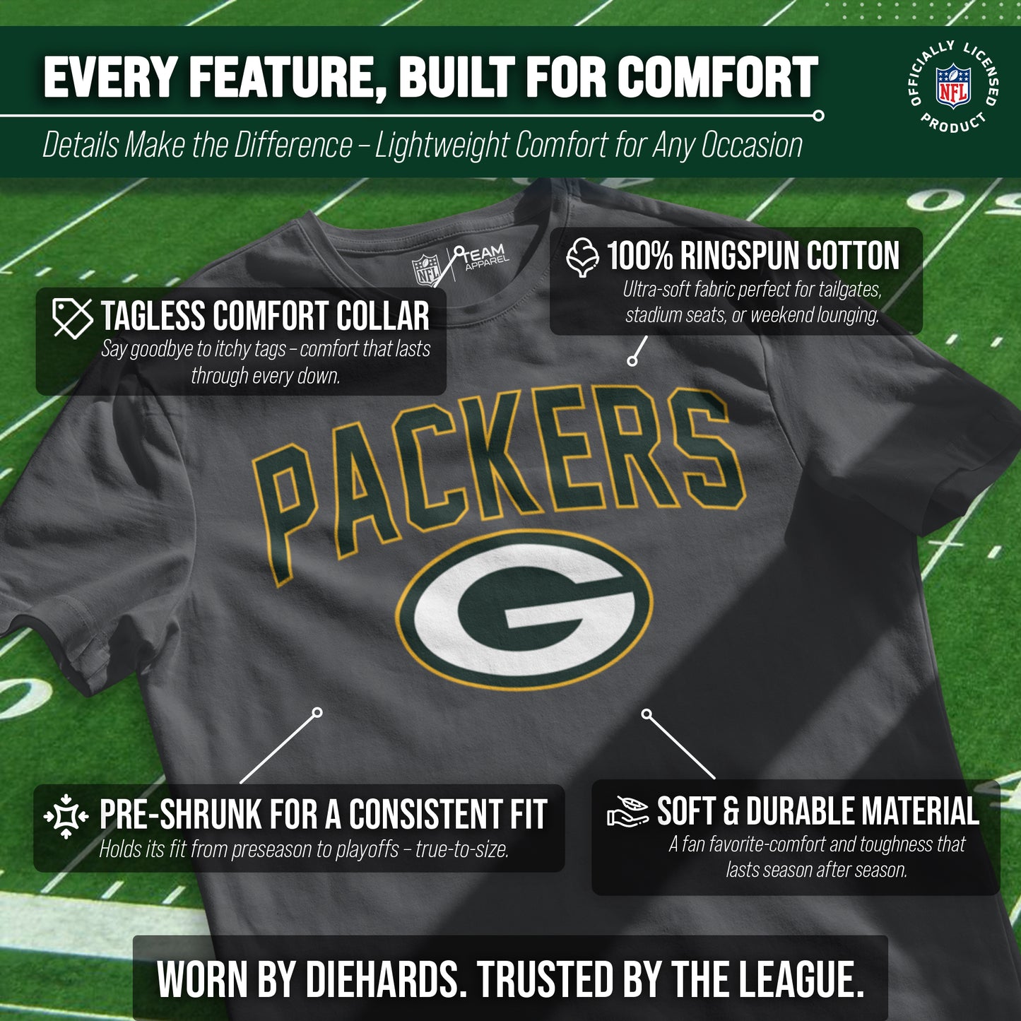 Green Bay Packers NFL Home Team Tee - Gray