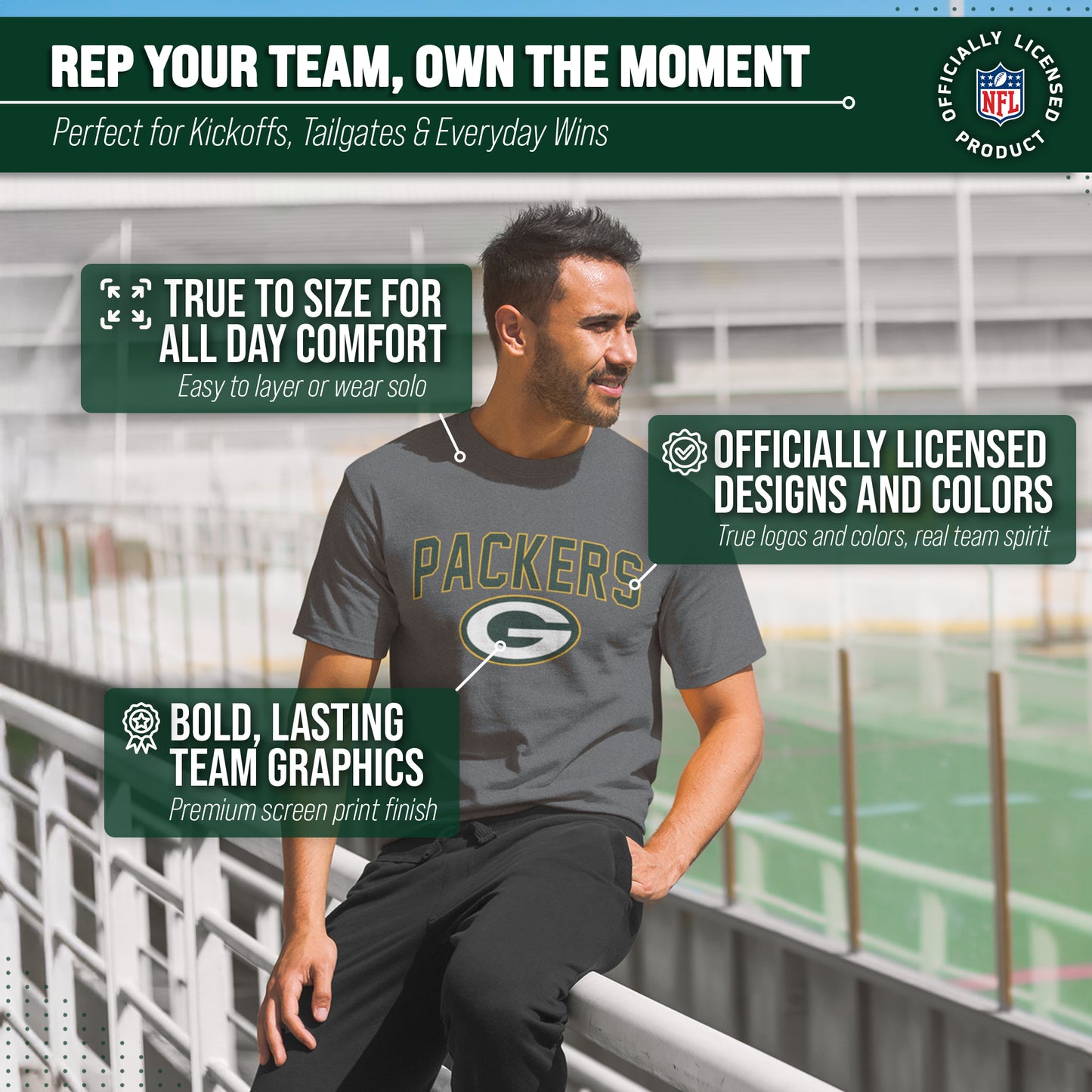Green Bay Packers NFL Home Team Tee - Gray