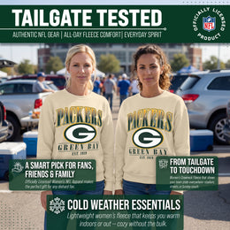 Green Bay Packers Womens NFL Starstruck Crewneck Pullover - Cream