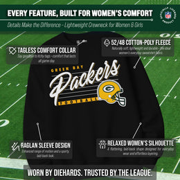 Green Bay Packers Womens NFL Scrimmage Line Crewneck Pullover - Black