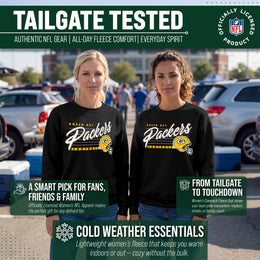 Green Bay Packers Womens NFL Scrimmage Line Crewneck Pullover - Black