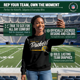Green Bay Packers Womens NFL Scrimmage Line Crewneck Pullover - Black
