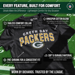 Green Bay Packers NFL Starting Fresh Short Sleeve Heather T-Shirt - Black