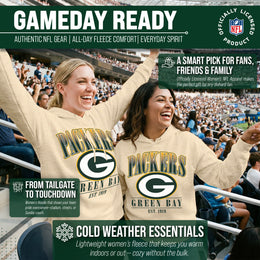 Green Bay Packers Ladies NFL Starstruck Fleece Pullover Hooded Sweatshirt - Cream