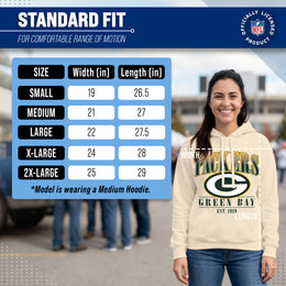 Green Bay Packers Ladies NFL Starstruck Fleece Pullover Hooded Sweatshirt - Cream
