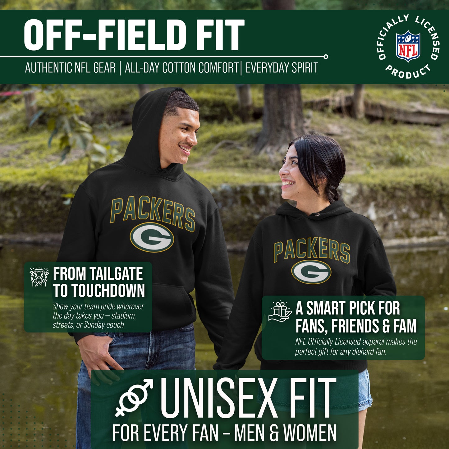 Green Bay Packers NFL Home Team Hoodie - Black