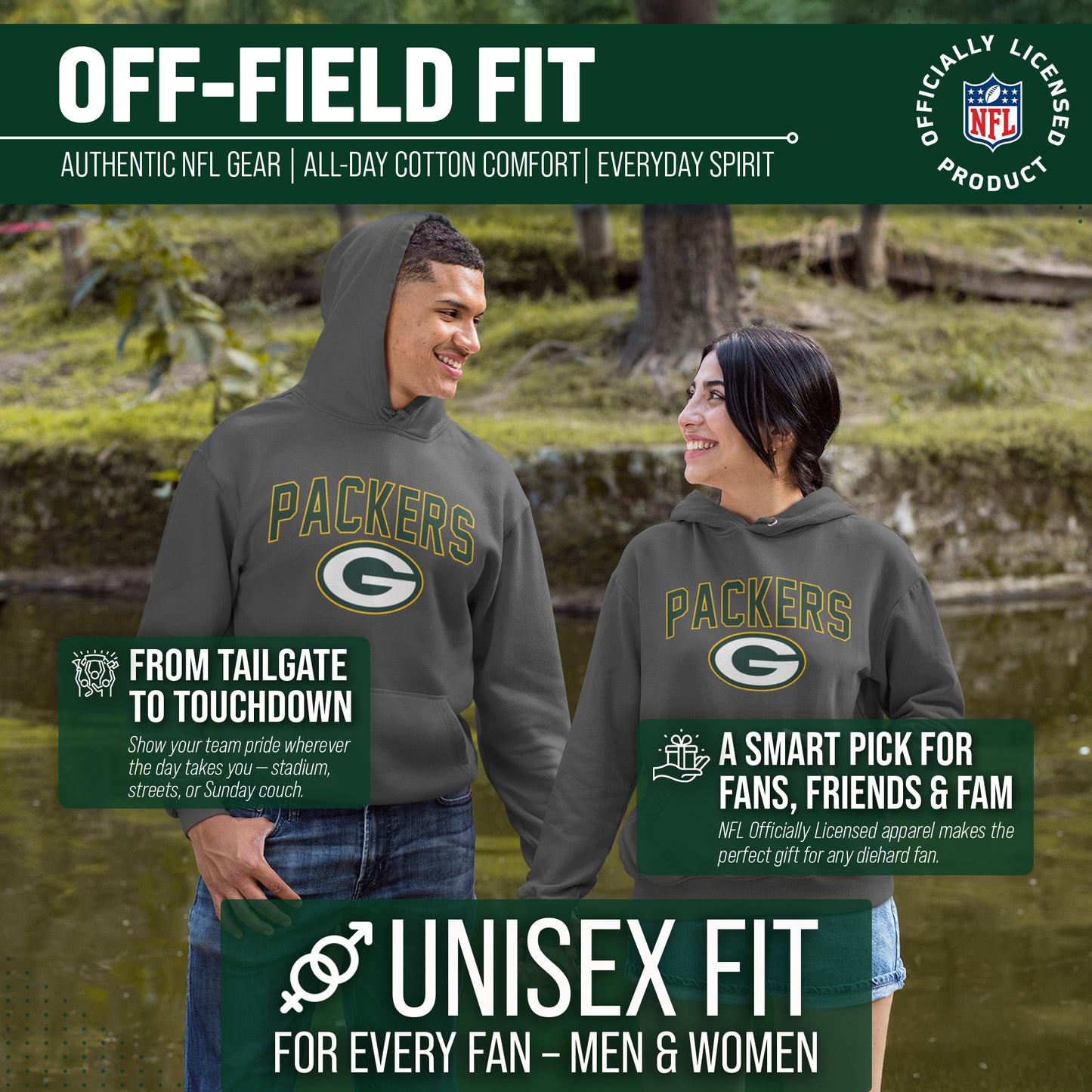 Green Bay Packers NFL Home Team Hoodie - Gray