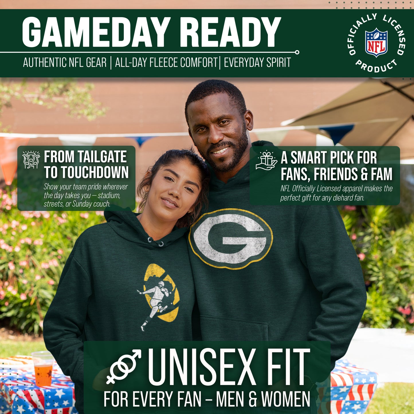 Green Bay Packers NFL Adult Unisex Modern Throwback Ultra Soft Fleece Hooded Sweatshirt - Forest Green