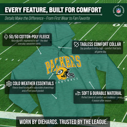 Green Bay Packers NFL Adult Unisex All Star Soft Fleece Hooded Sweatshirt - Green Heather