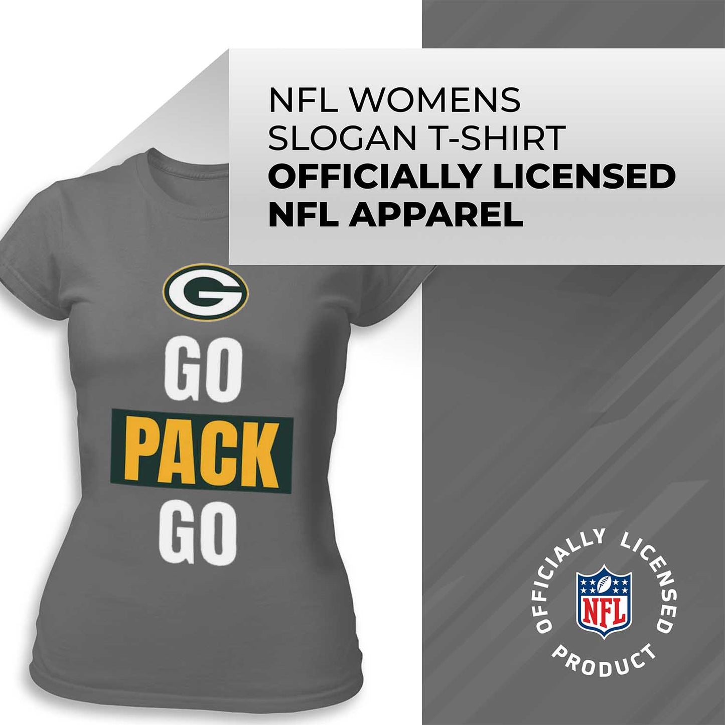 Green Bay Packers NFL Womens Plus Size Team Slogan Short Sleeve T-Shirt - Sport Gray