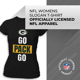 Green Bay Packers NFL Womens Plus Size Team Slogan Short Sleeve T-Shirt - Black