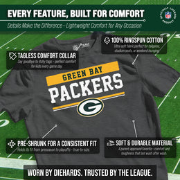 Green Bay Packers NFL Youth Short Sleeve Charcoal T Shirt - Charcoal