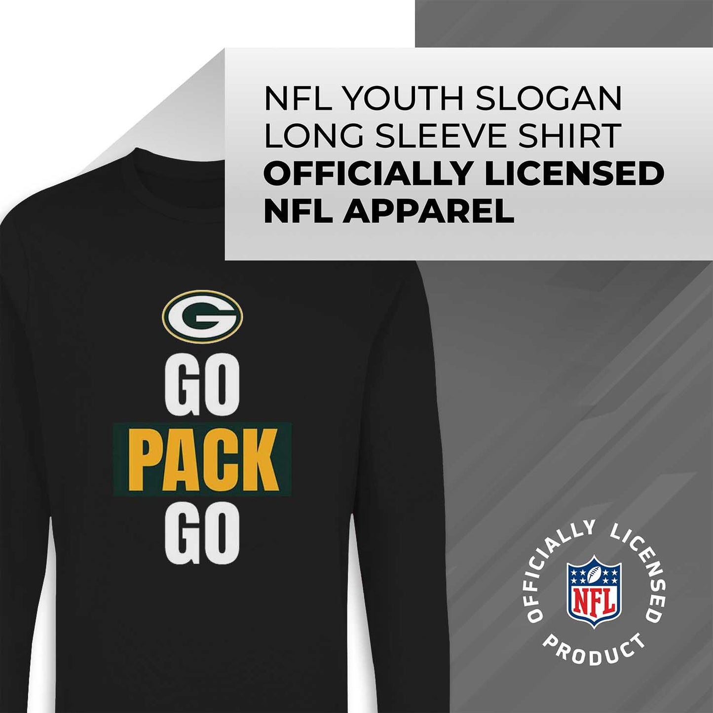 Green Bay Packers NFL Youth Team Slogan crewneck Sweatshirt - Black