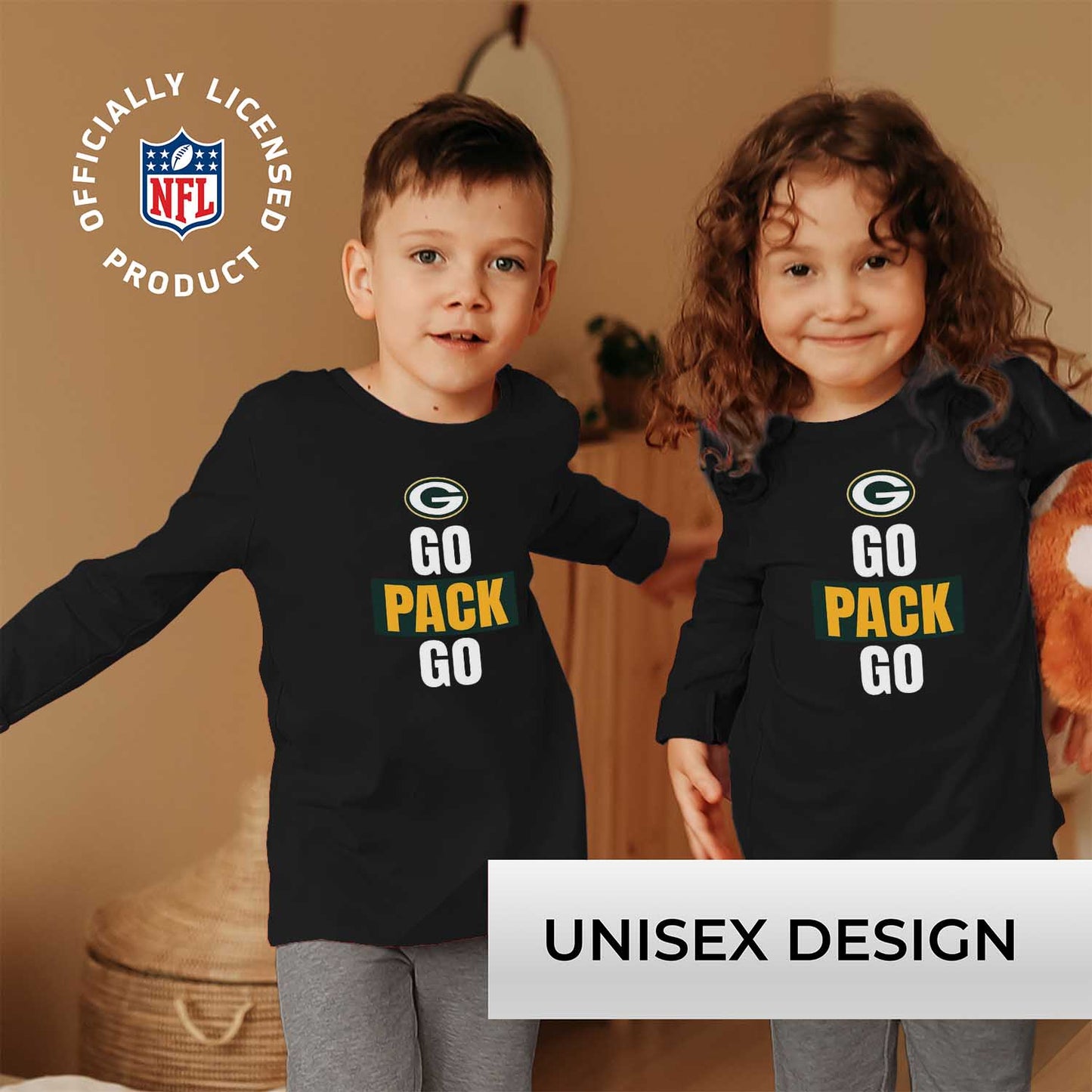 Green Bay Packers NFL Youth Team Slogan Long Sleeve Shirt  - Black