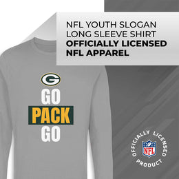 Green Bay Packers NFL Youth Team Slogan Long Sleeve Shirt  - Gray