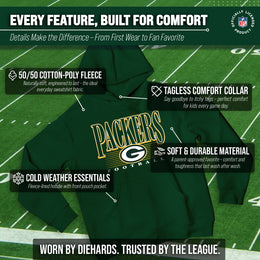 Green Bay Packers NFL Youth Overtime Blueprint Football Fleece Hooded Sweatshirt - Forest Green