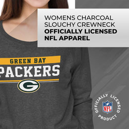 Green Bay Packers NFL Womens Team Block French Terry Slouchy Top - Charcoal