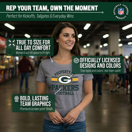 Green Bay Packers NFL Womens Short Sleeve Property of Tshirt - Gray