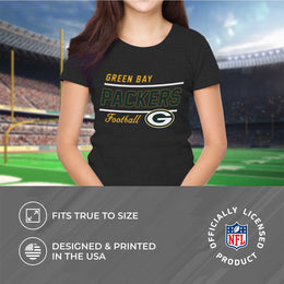 Green Bay Packers NFL Womens Plus Size Relaxed Fit T-Shirt - Black