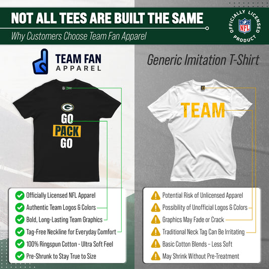 Green Bay Packers NFL Adult Team Slogan Unisex T-Shirt - Black