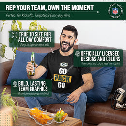 Green Bay Packers NFL Adult Team Slogan Unisex T-Shirt - Black