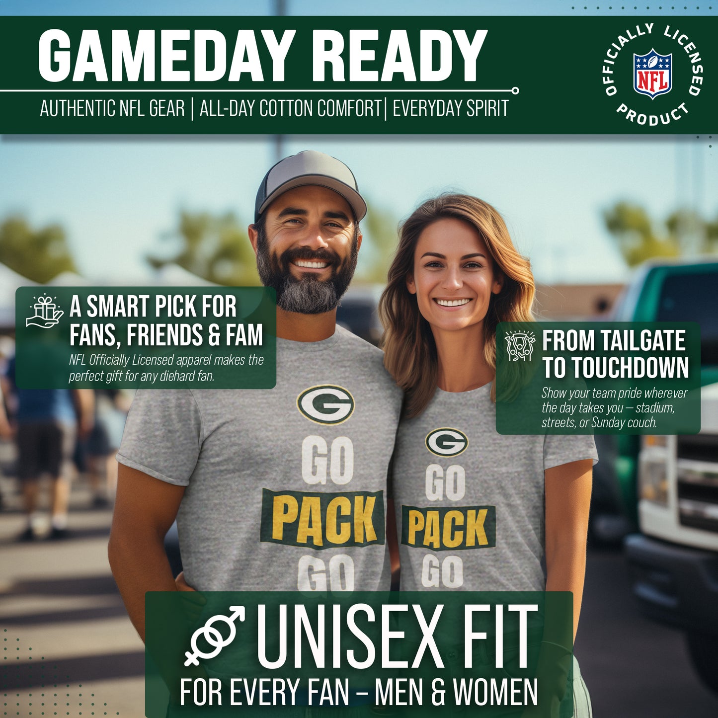 Green Bay Packers NFL Adult Team Slogan Unisex T-Shirt - Sport Gray