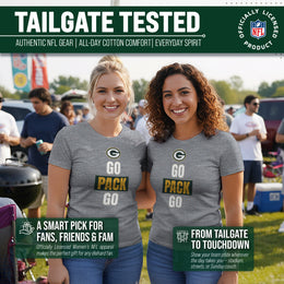 Green Bay Packers NFL Womens Team Slogan Short Sleeve Tshirt - Sport Gray