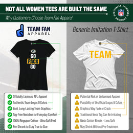 Green Bay Packers NFL Womens Team Slogan Short Sleeve Tshirt - Black
