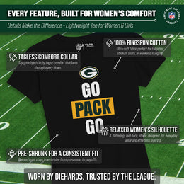 Green Bay Packers NFL Womens Team Slogan Short Sleeve Tshirt - Black