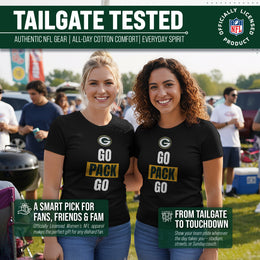 Green Bay Packers NFL Womens Team Slogan Short Sleeve Tshirt - Black