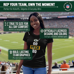 Green Bay Packers NFL Womens Team Slogan Short Sleeve Tshirt - Black