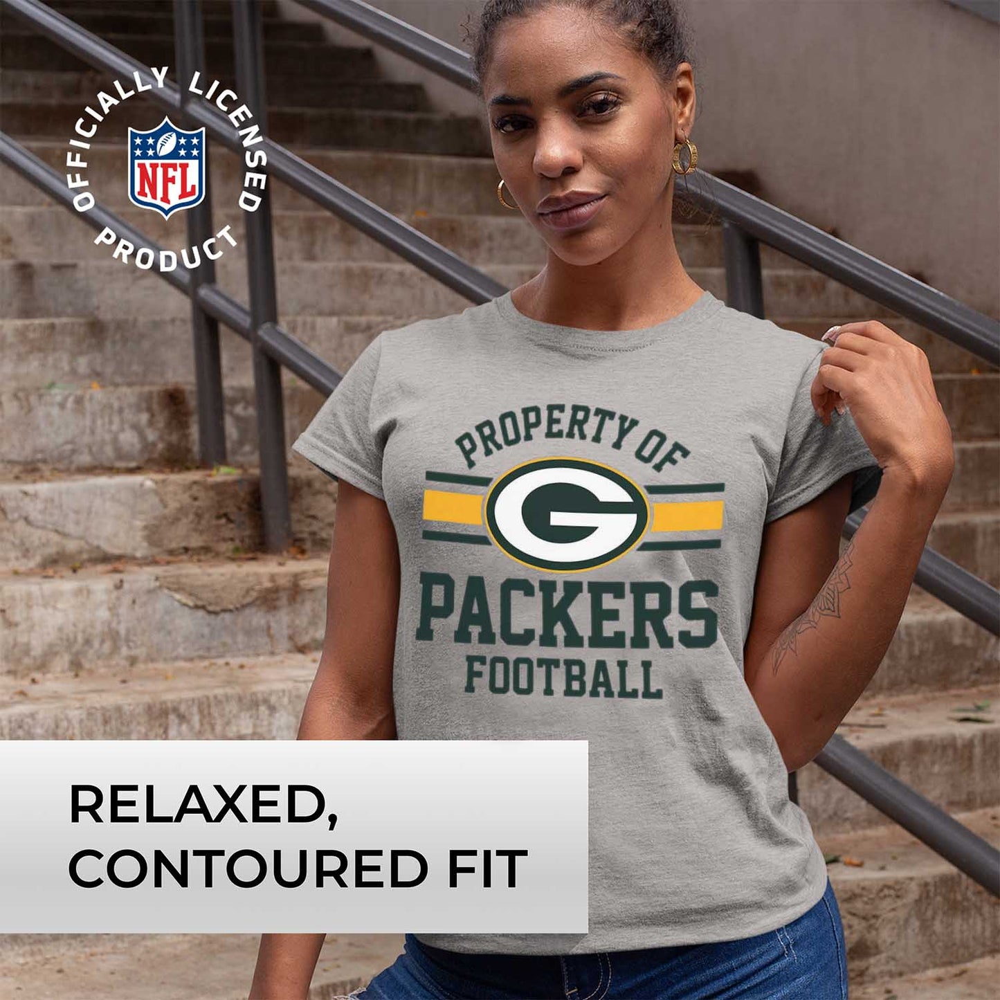 Green Bay Packers NFL Women's Property Of Lightweight Plus Size T-Shirt - Sport Gray