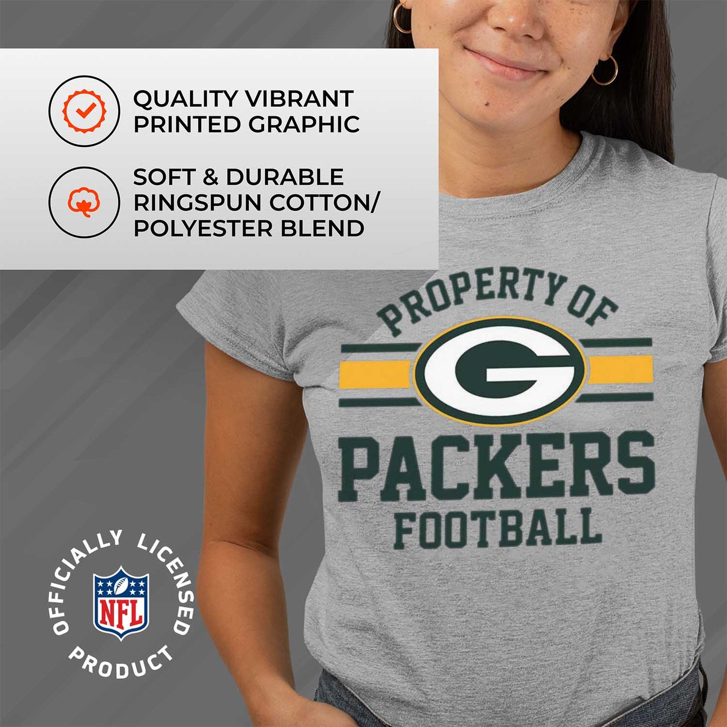 Green Bay Packers NFL Women's Property Of Lightweight Plus Size T-Shirt - Sport Gray