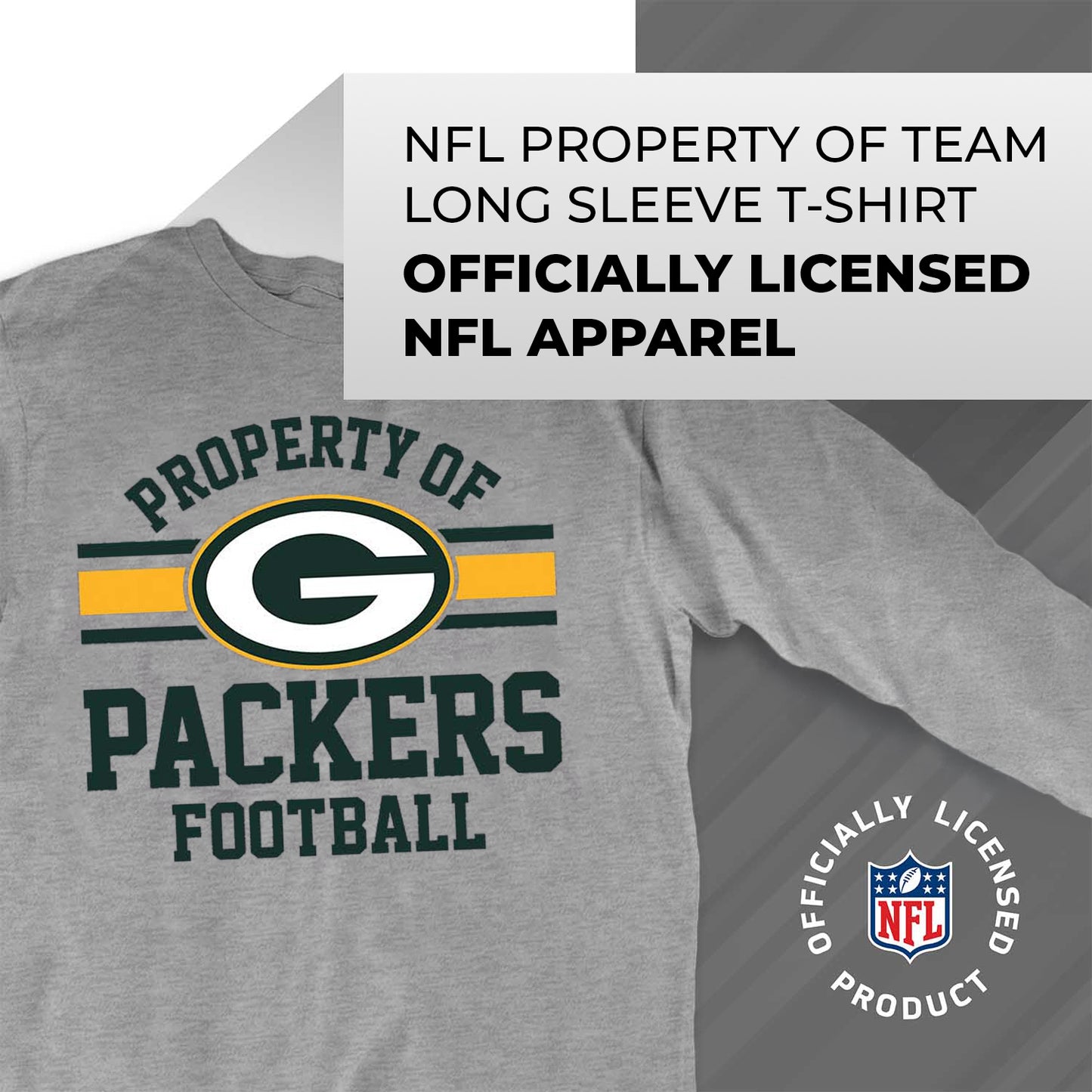 Green Bay Packers NFL Adult Property Of Long SleeveT Shirt - Sport Gray