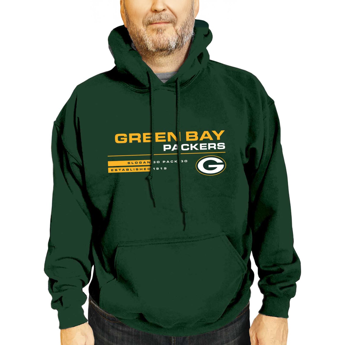 Green Bay Packers Adult NFL Speed Stat Sheet Fleece Hooded Sweatshirt - Forest Green