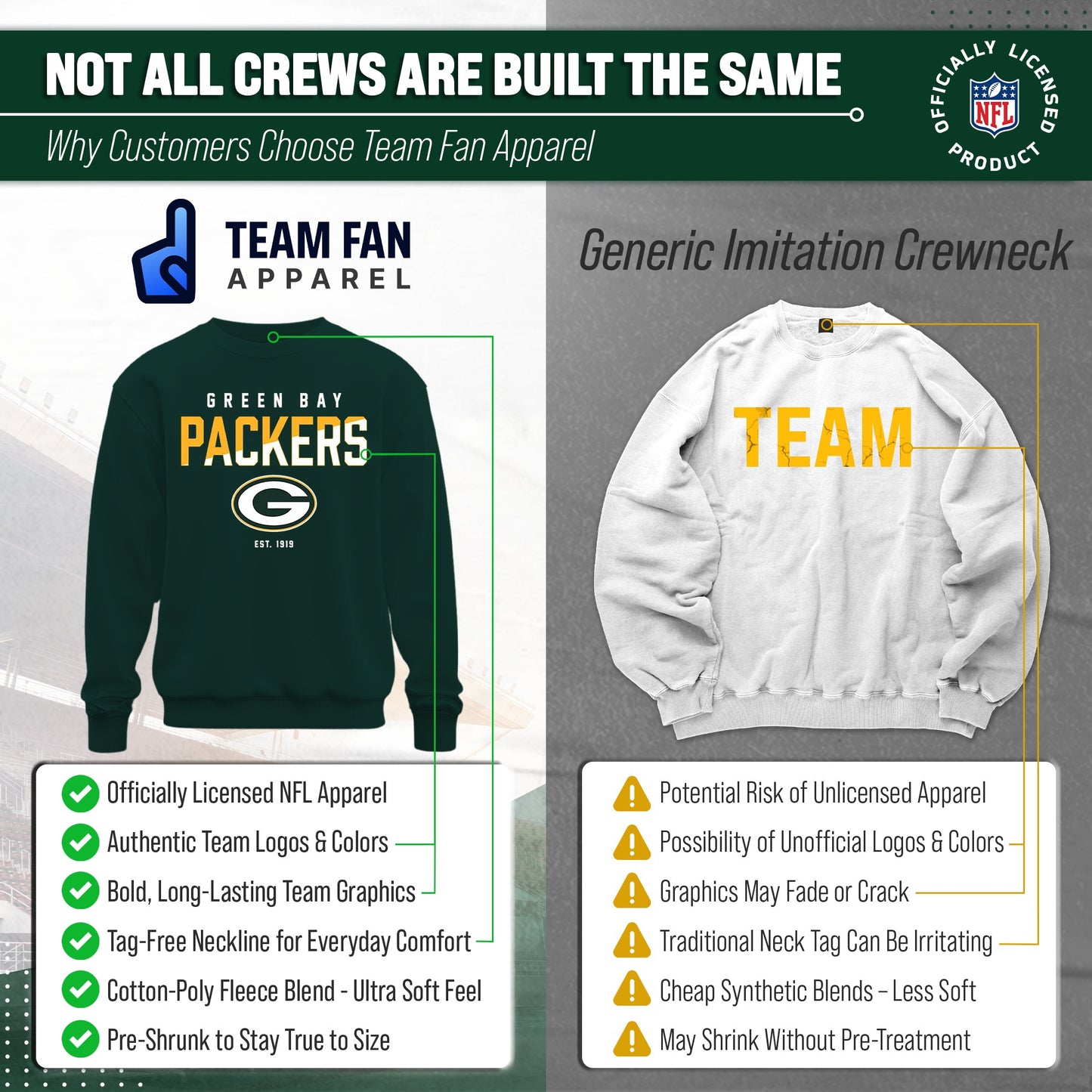 Green Bay Packers Adult NFL Diagonal Fade Color Block Crewneck Sweatshirt - Forest Green