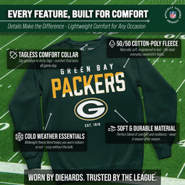 Green Bay Packers Adult NFL Diagonal Fade Color Block Crewneck Sweatshirt - Forest Green