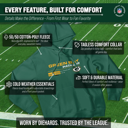 Green Bay Packers Adult NFL Speed Stat Sheet Fleece Hooded Sweatshirt - Forest Green