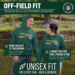 Green Bay Packers Adult NFL Speed Stat Sheet Fleece Hooded Sweatshirt - Forest Green