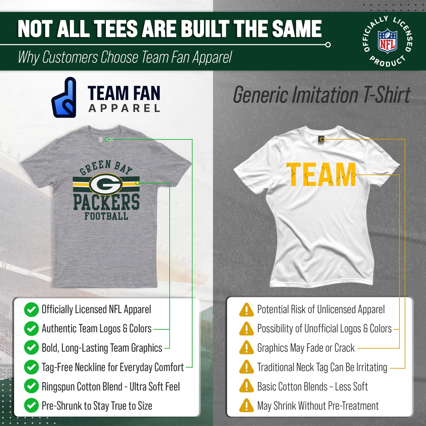 Green Bay Packers NFL Adult Short Sleeve Team Stripe Tee - Sport Gray