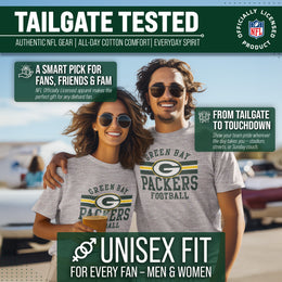 Green Bay Packers NFL Adult Short Sleeve Team Stripe Tee - Sport Gray