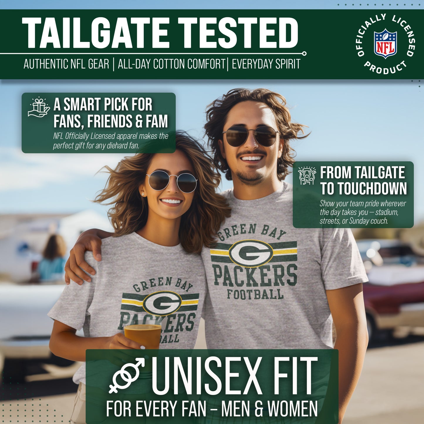 Green Bay Packers NFL Adult Short Sleeve Team Stripe Tee - Sport Gray