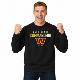 Washington Commanders NFL Color Block Fleece Crewneck - Black