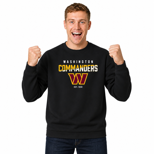 Washington Commanders NFL Color Block Fleece Crewneck - Black