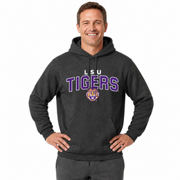 LSU Tigers Hoodie Heathered Fleece Sweatshirt - Black Heather