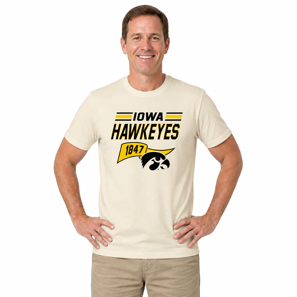Iowa Hawkeyes Varsity Club Pennant Shirt - Off White