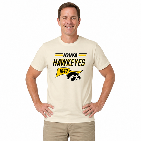 Iowa Hawkeyes Varsity Club Pennant Shirt - Off White