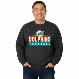 Miami Dolphins NFL Adult True Fan Crewneck Sweatshirt - Charcoal