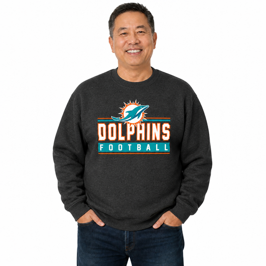 Miami Dolphins NFL Adult True Fan Crewneck Sweatshirt - Charcoal